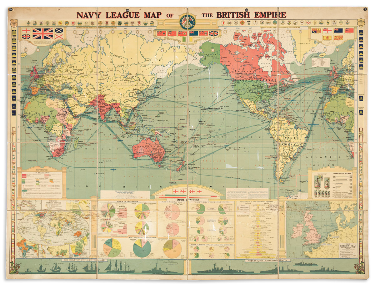 (BRITISH EMPIRE.) George Philip & Son, Ltd.; and The London Geographical Institute. Navy League Map of the British Empire.